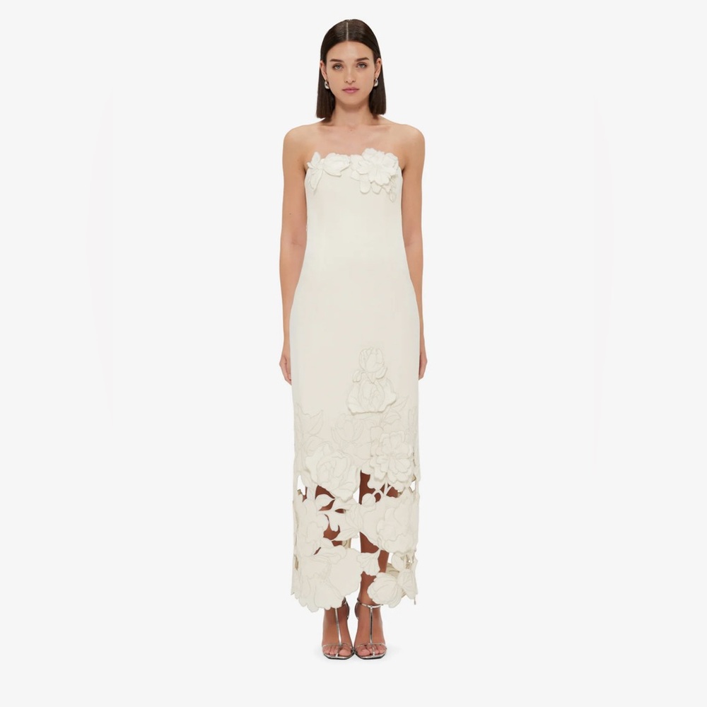 Leo Lin Rayna Crepe Strapless Dress - Vanilla